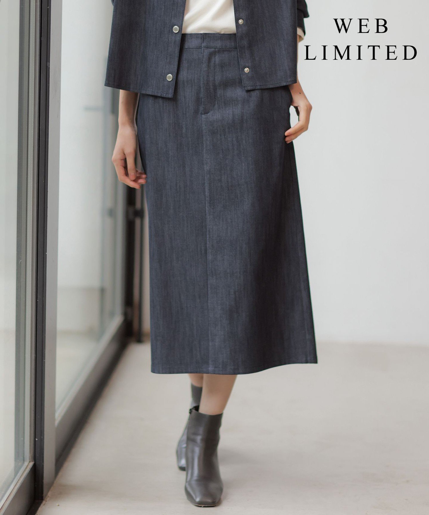 【SALE／30%OFF】J.PRESS 【WEB限定】セルロースシャンブレー ナロー スカート ジェイプレス スカート ロング・マキシスカート グレー ネイビー【送料無料】