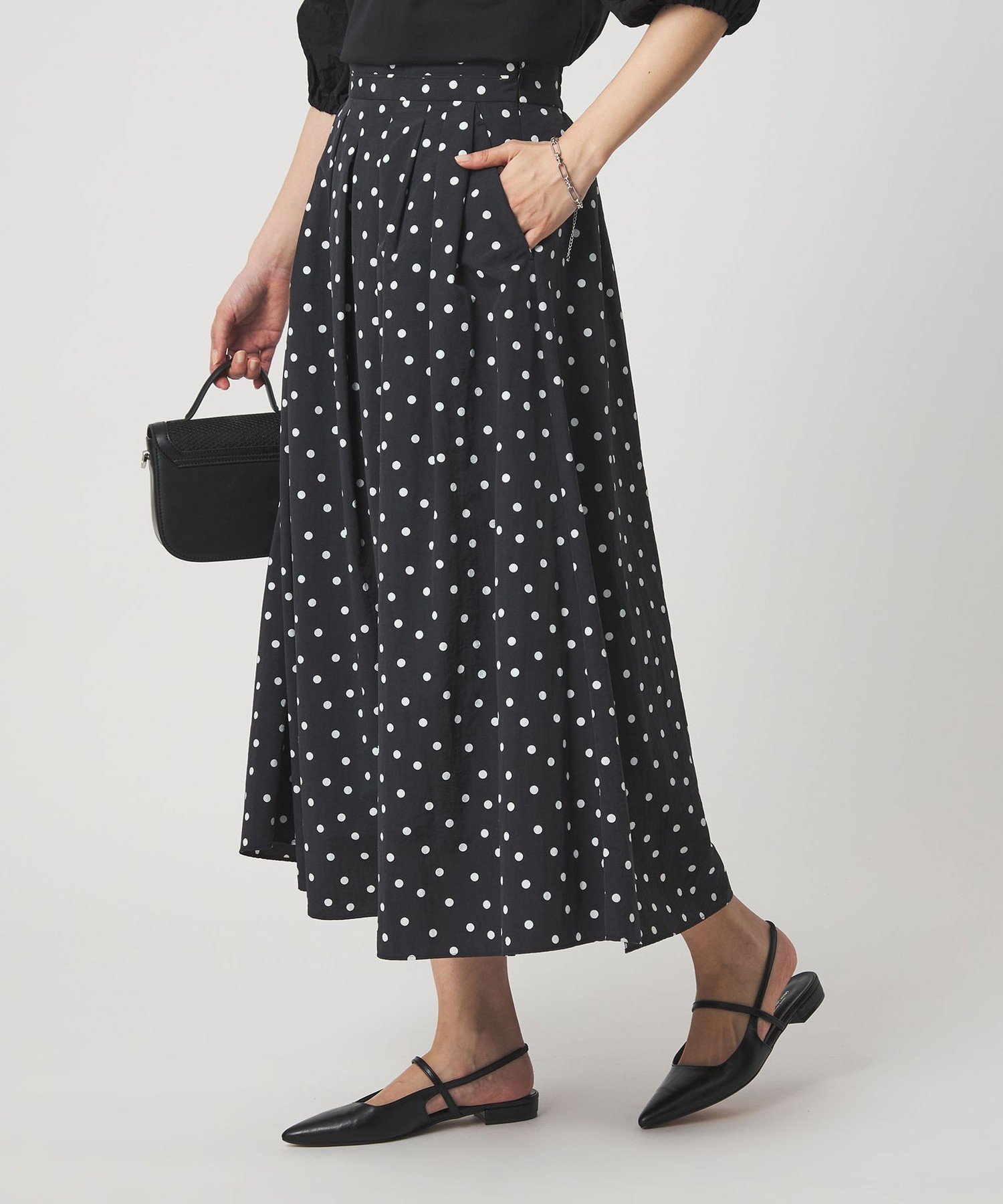 【SALE／10%OFF】UNITED ARROWS green label relaxing タック フレア スカート 2 ドット ユナイテッドアローズ グリーンレーベルリラクシング スカート ロング・マキシスカート【送料無料】