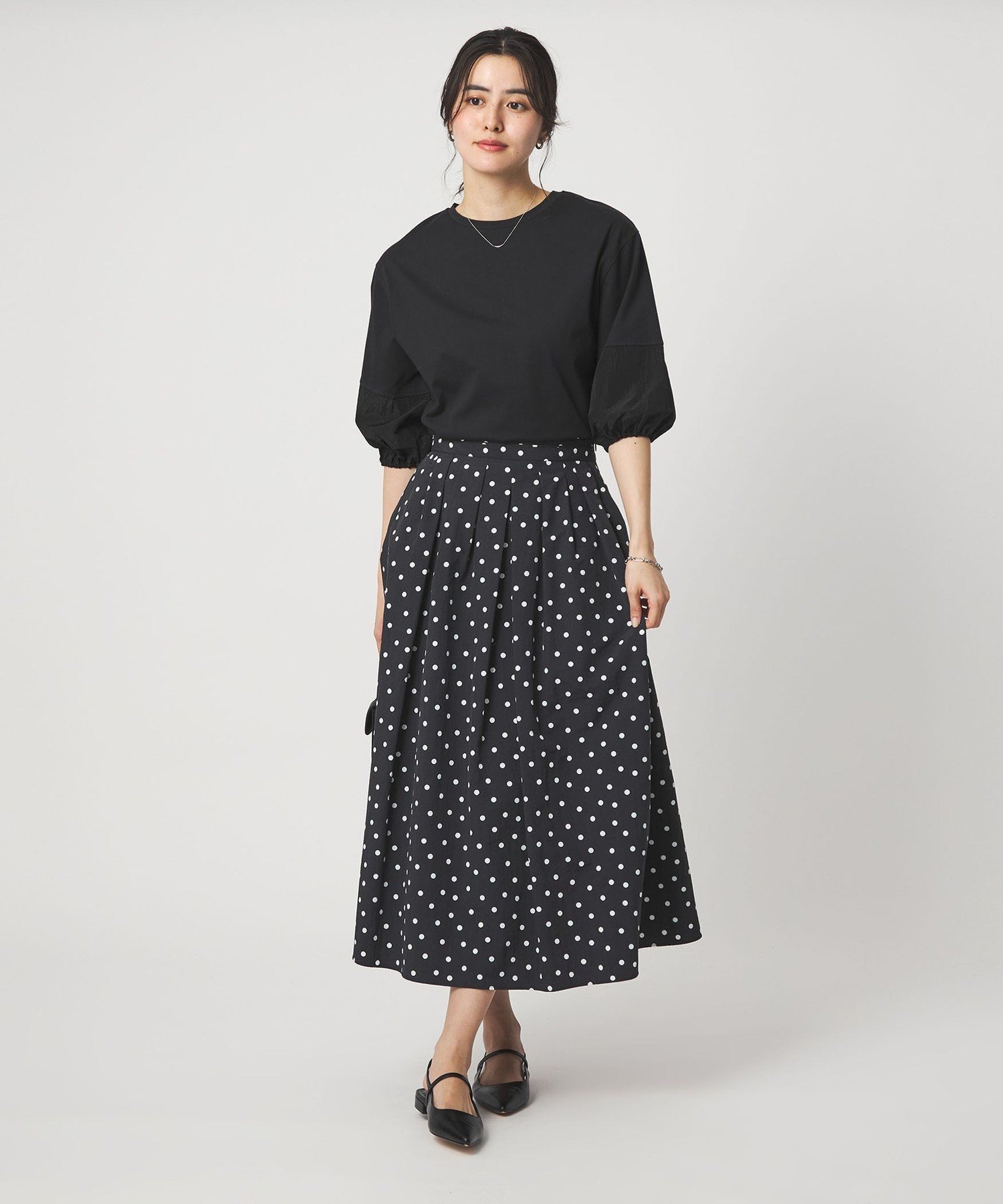 【SALE／10%OFF】UNITED ARROWS green label relaxing タック フレア スカート 2 ドット ユナイテッドアローズ グリーンレーベルリラクシング スカート ロング・マキシスカート【送料無料】