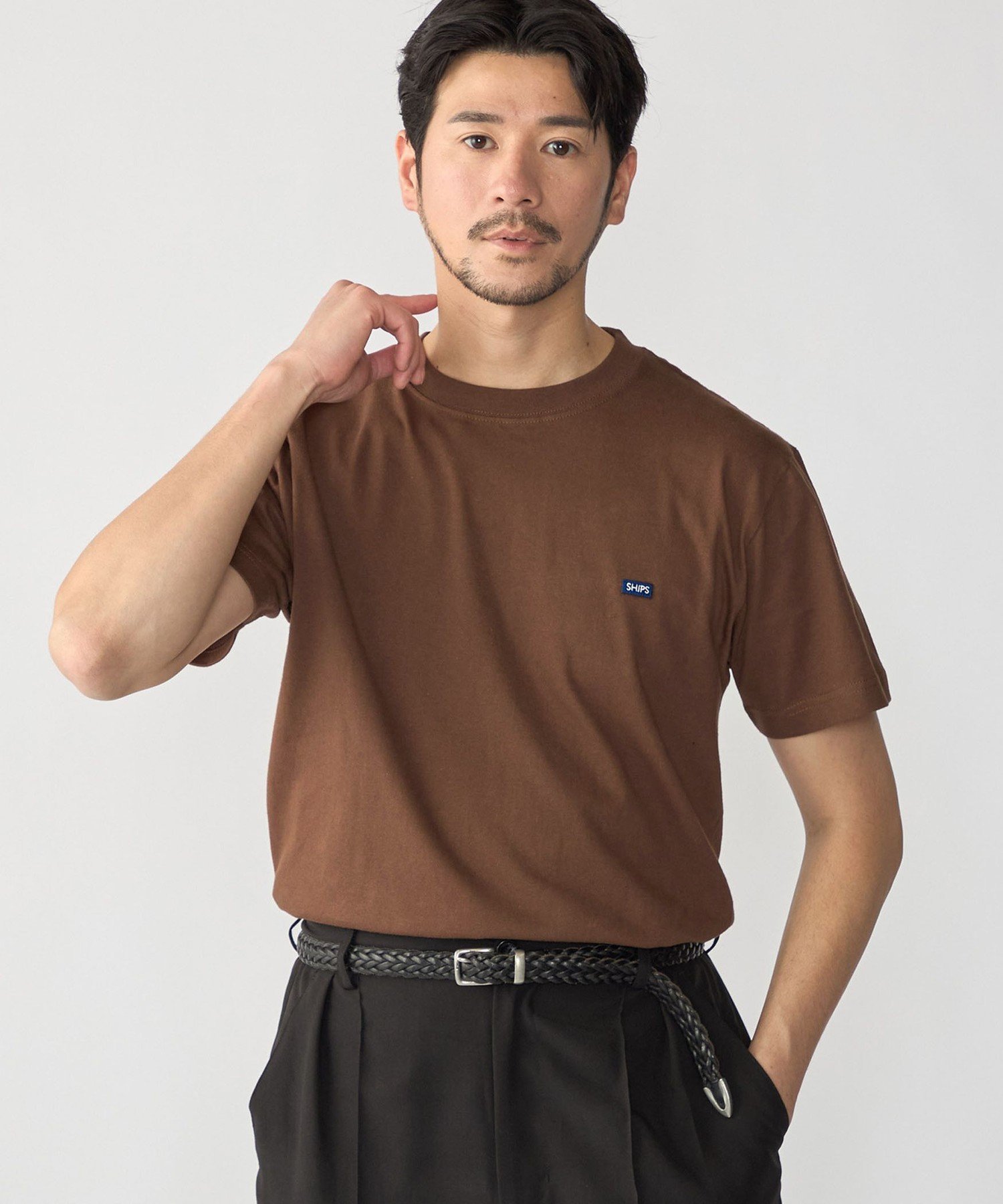 MEN 【WEB限定】SHIPS: マイクロ ワッペン Tシャツ シップス トップス カットソー・Tシャツ ブラウン グリーン ブラック ネイビー ホワイト