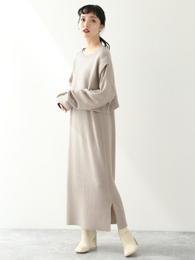 【SALE／28%OFF】LOWRYS FARM 7Gレイヤード2Pワンピ ローリーズファーム ワンピース・ドレス ワンピース ベージュ グリーン ブラウン【送料無料】のサムネイル