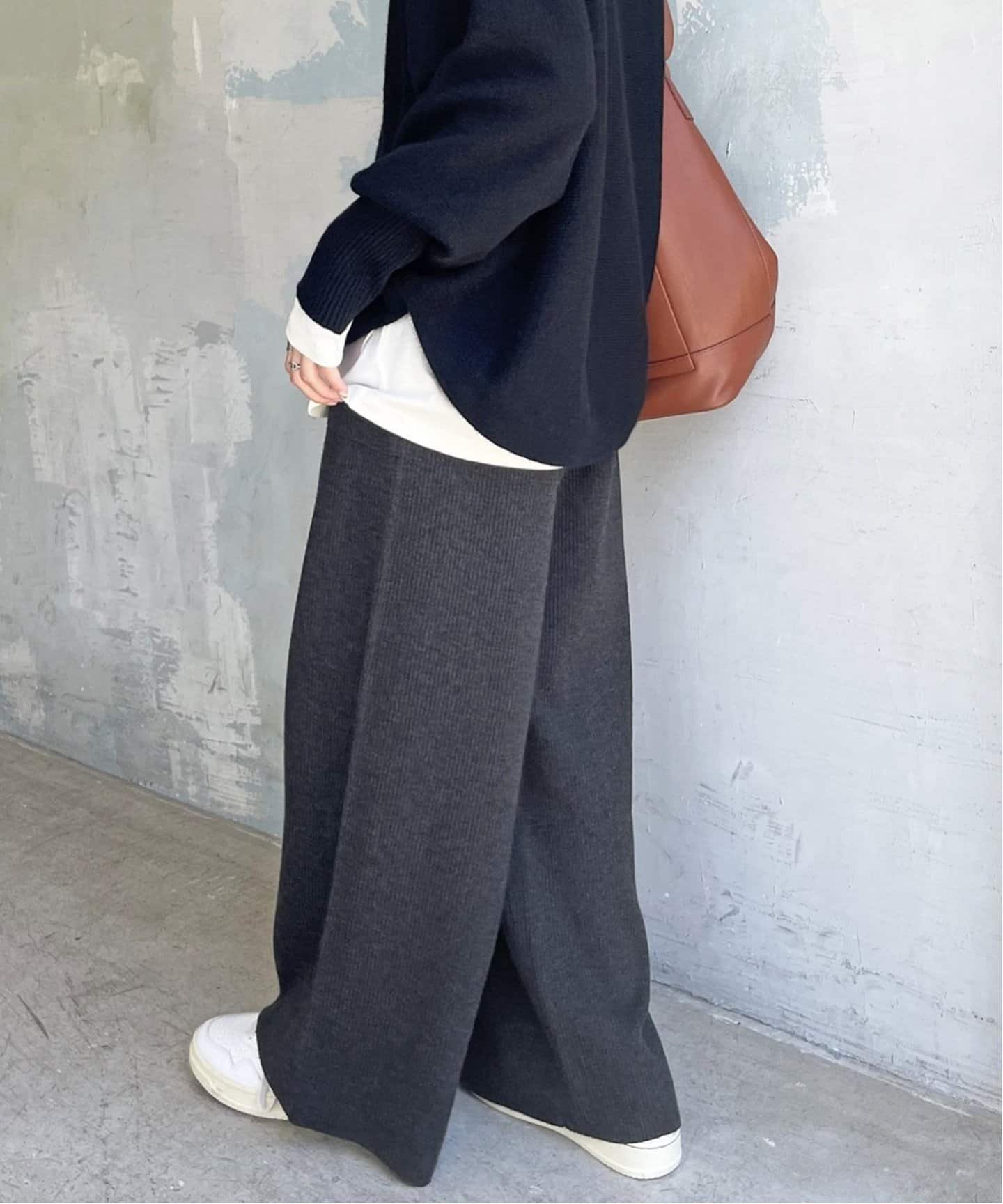 Spick & Span ニットワイドパンツ スピックアンドスパン パンツ スラックス・ドレスパンツ グレー ピンク【送料無料】のサムネイル