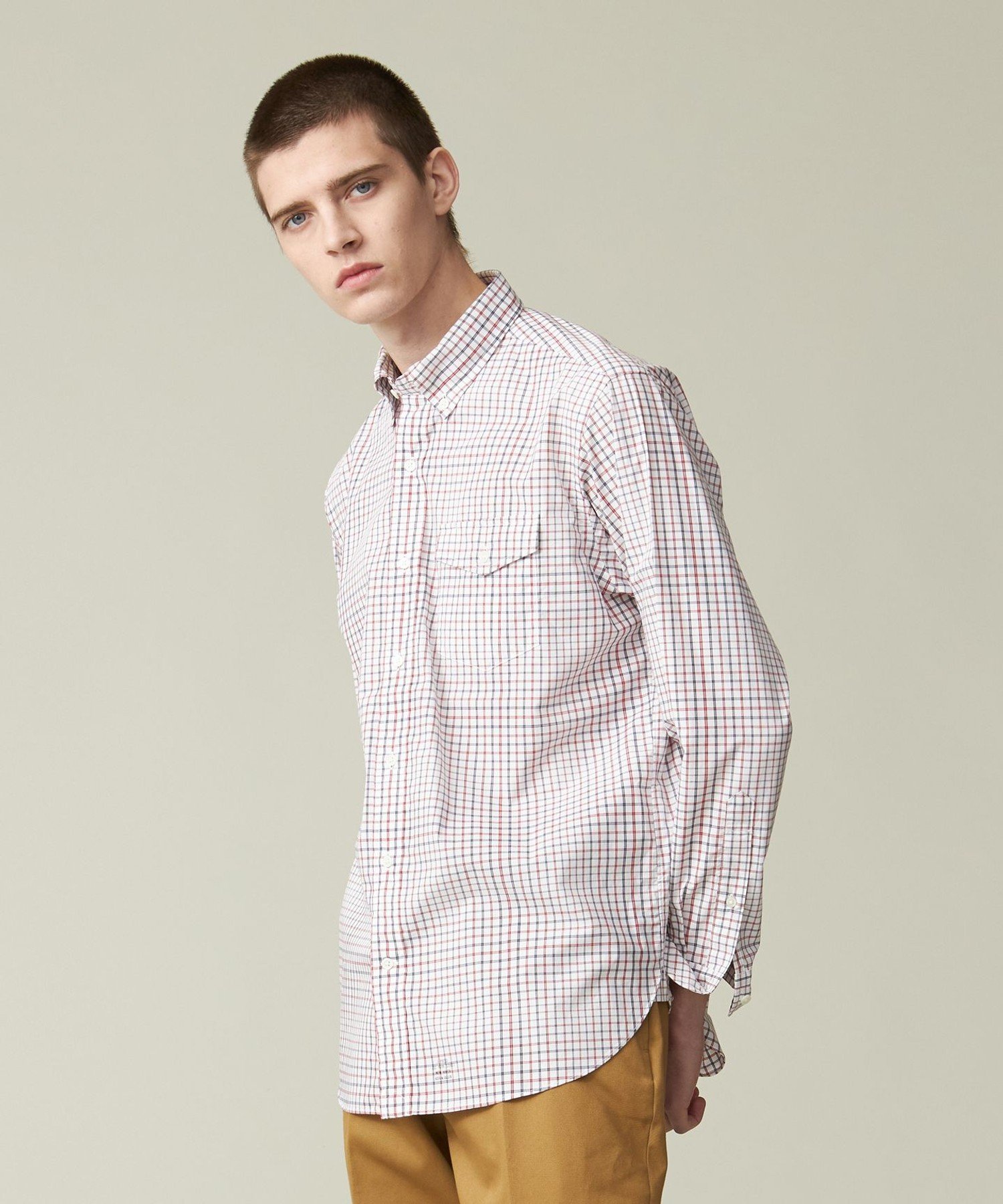 Multi Check Button Down Shirt HSOVCS0213: Wine