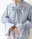 SHIPS WOMEN *＜手洗い可能＞ストライプ 2WAY ボウタイ シャツ◇ シップス トップス シャツ・ブラウス ネイビー ピンク ブルー【送料無料】