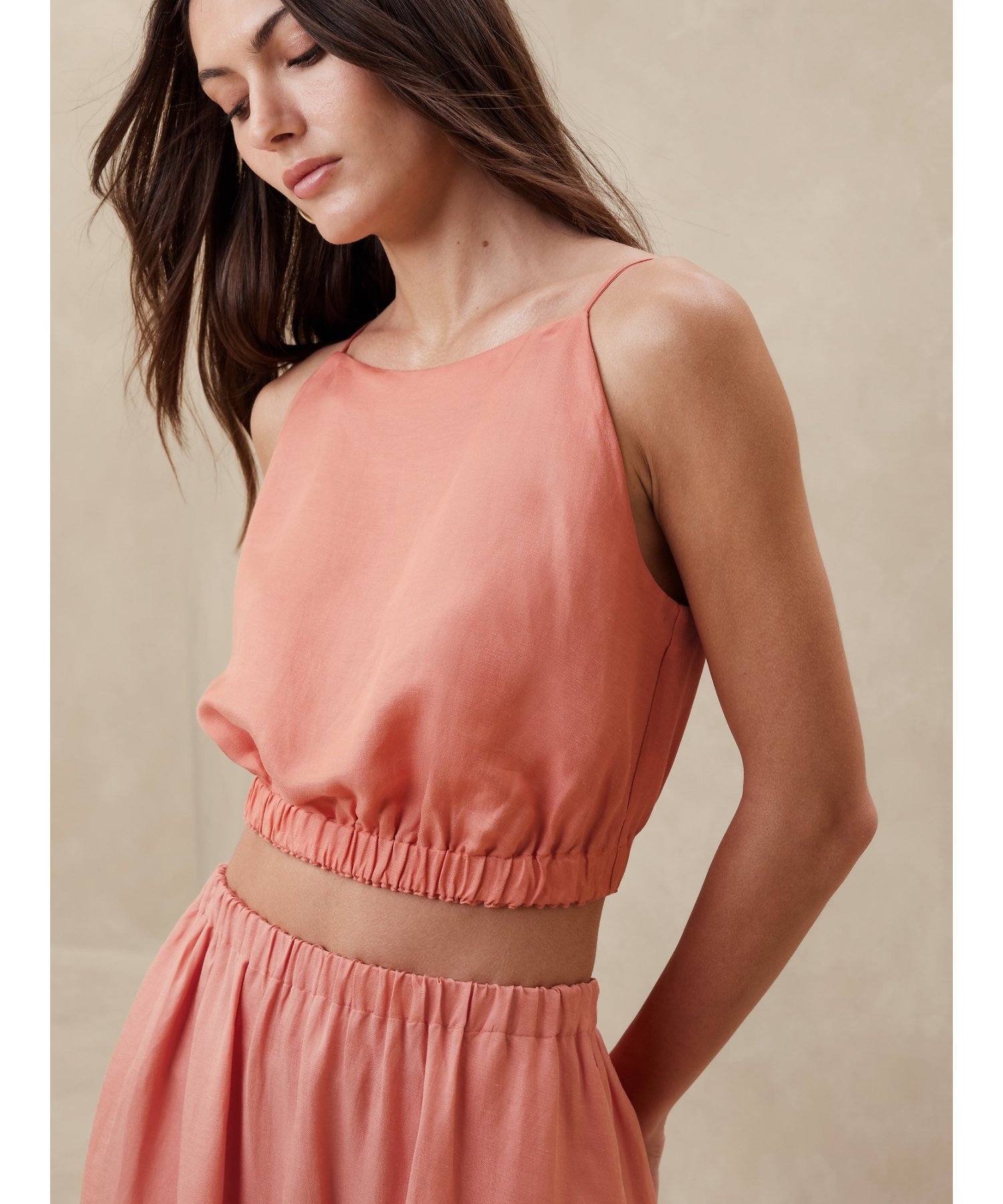 【SALE／36%OFF】BANANA REPUBLIC (W)ビスコースリネン クロップドタンクトップ バナナ・リパブリック トップス キャミソール ピンク グレー イエロー【送料無料】のサムネイル