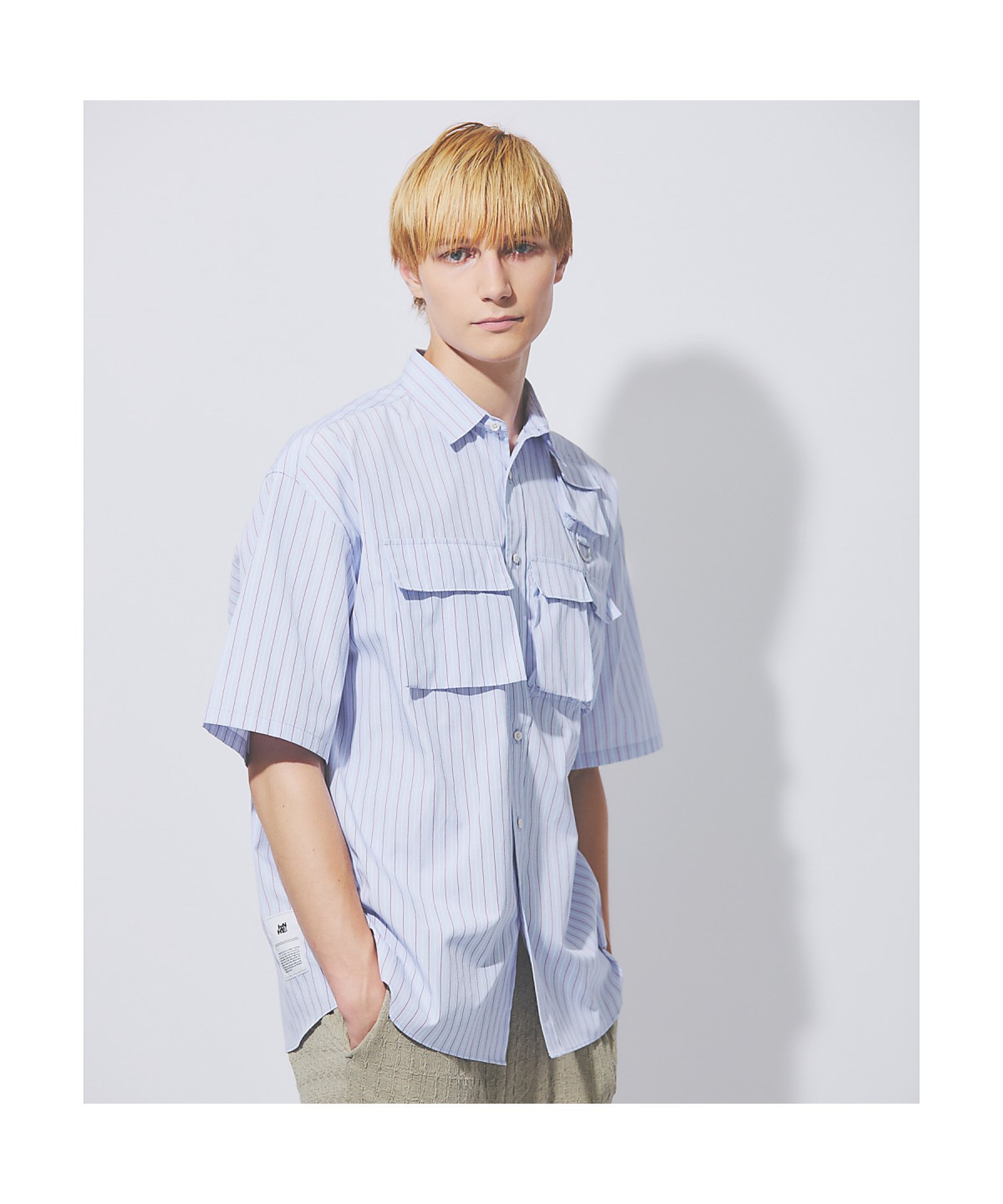 【SALE／30%OFF】ABAHOUSE LASTWORD ファンクショナルストライプ 半袖シャツ アバハウス トップス シャツ・ブラウス グレー ブルー【送料無料】