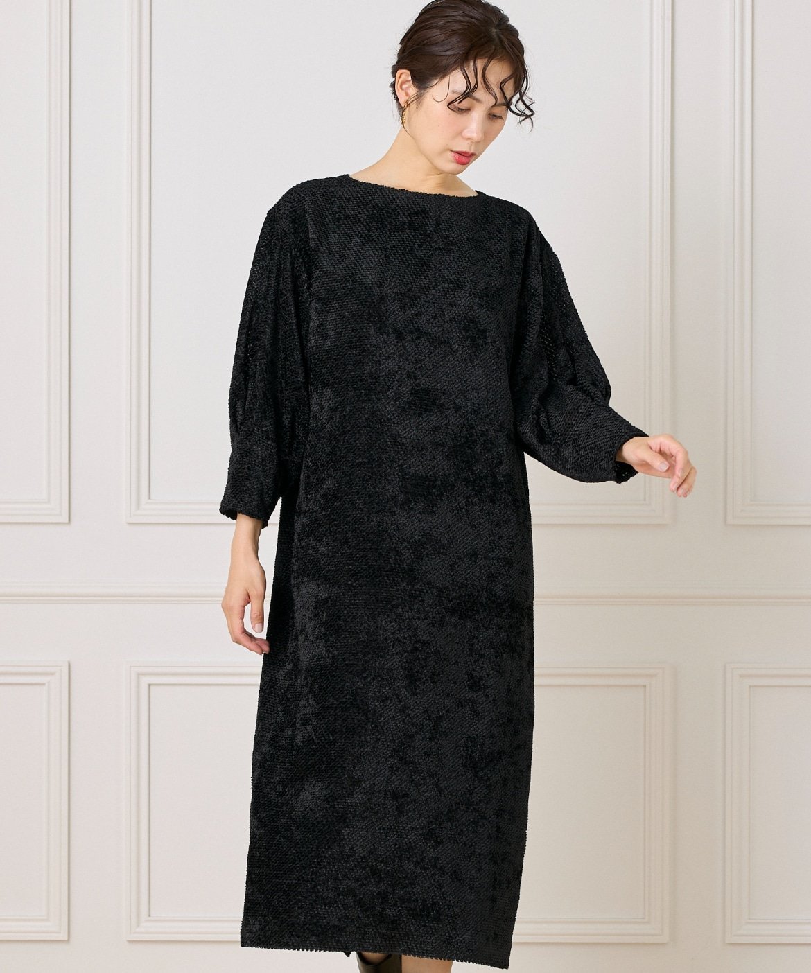 la veille by SUPERIOR CLOSET ジャガードワンピース イネド ワンピース・ドレス その他のワンピース・ドレス ブラック