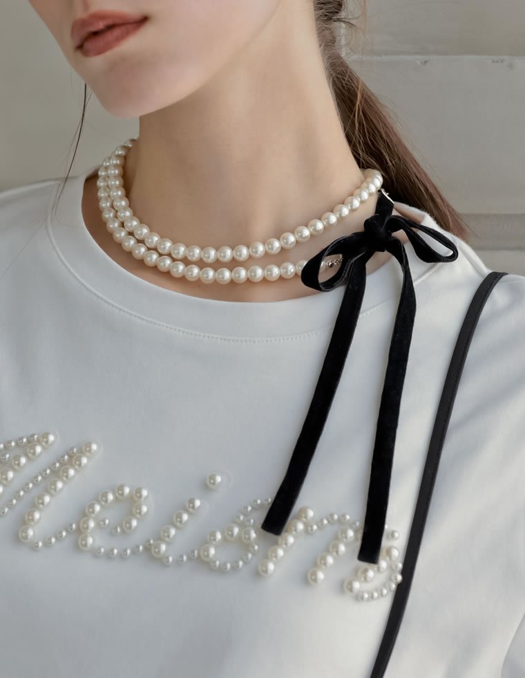 MEISM ベロアリボンフェイクパールネックレス リエディ アクセサリー・腕時計 ネックレス ホワイト stylife-15606329 Rakuten Fashion サンプル画像2