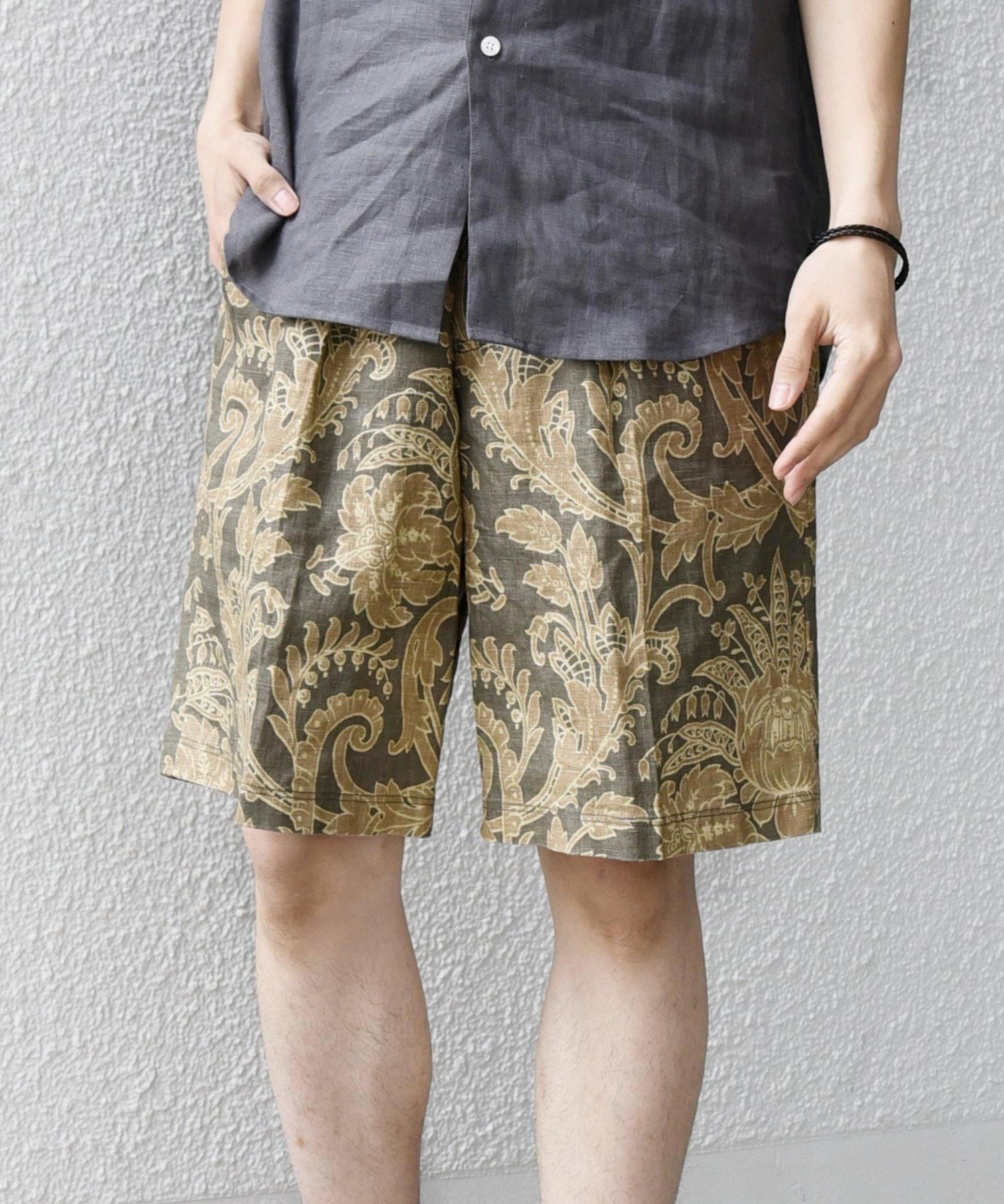 Short, Half Pants - SHIPS any SHIPS any:＜洗濯機可能＞NOVELTEX バティック イージー ショーツ◇ シップス パンツ その他のパンツ ブラウン グレー【送料無料】