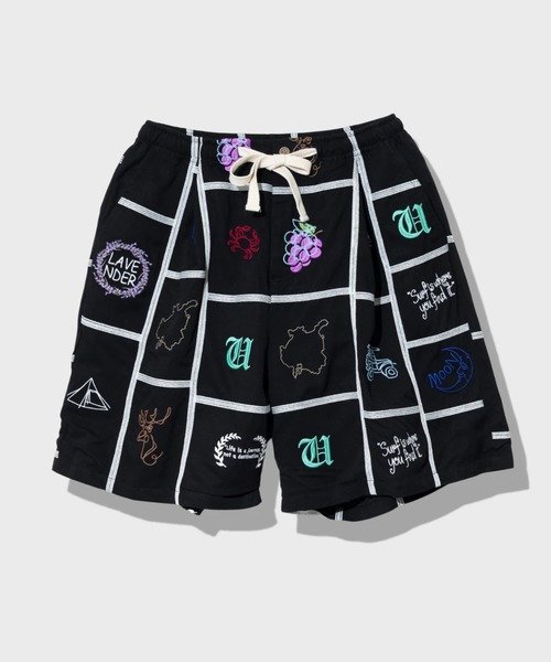 GSC MENS SELECT Universal Style Wear/ユニバーサルスタイルウェア Patchwork embroidery shorts (MENS) ゴースローキャラバン パンツ その他のパンツ ブラック