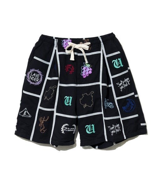 GSC MENS SELECT Universal Style Wear/ユニバーサルスタイルウェア Patchwork embroidery shorts (MENS) ゴースローキャラバン パンツ その他のパンツ ブラック