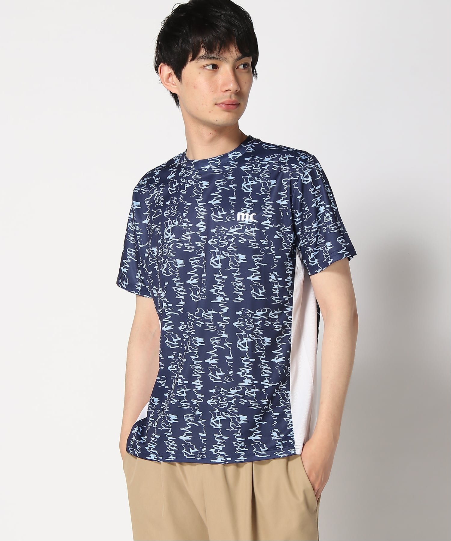 marie claire sport marie claire sport/(M)総柄半袖Tシャツ ニッキー トップス カットソー・Tシャツ ホワイト カーキグリーン ネイビー