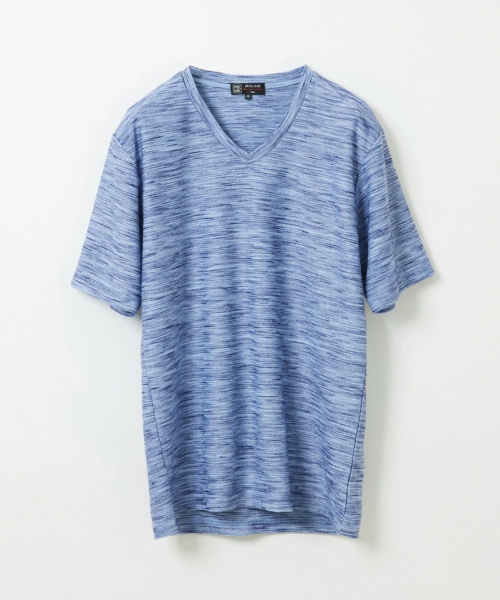 【SALE／30 OFF】MK MICHEL KLEIN homme メランジカットソー ミッシェルクランオム トップス カットソー Tシャツ ブルー オレンジ ベージュ グレー ブラック