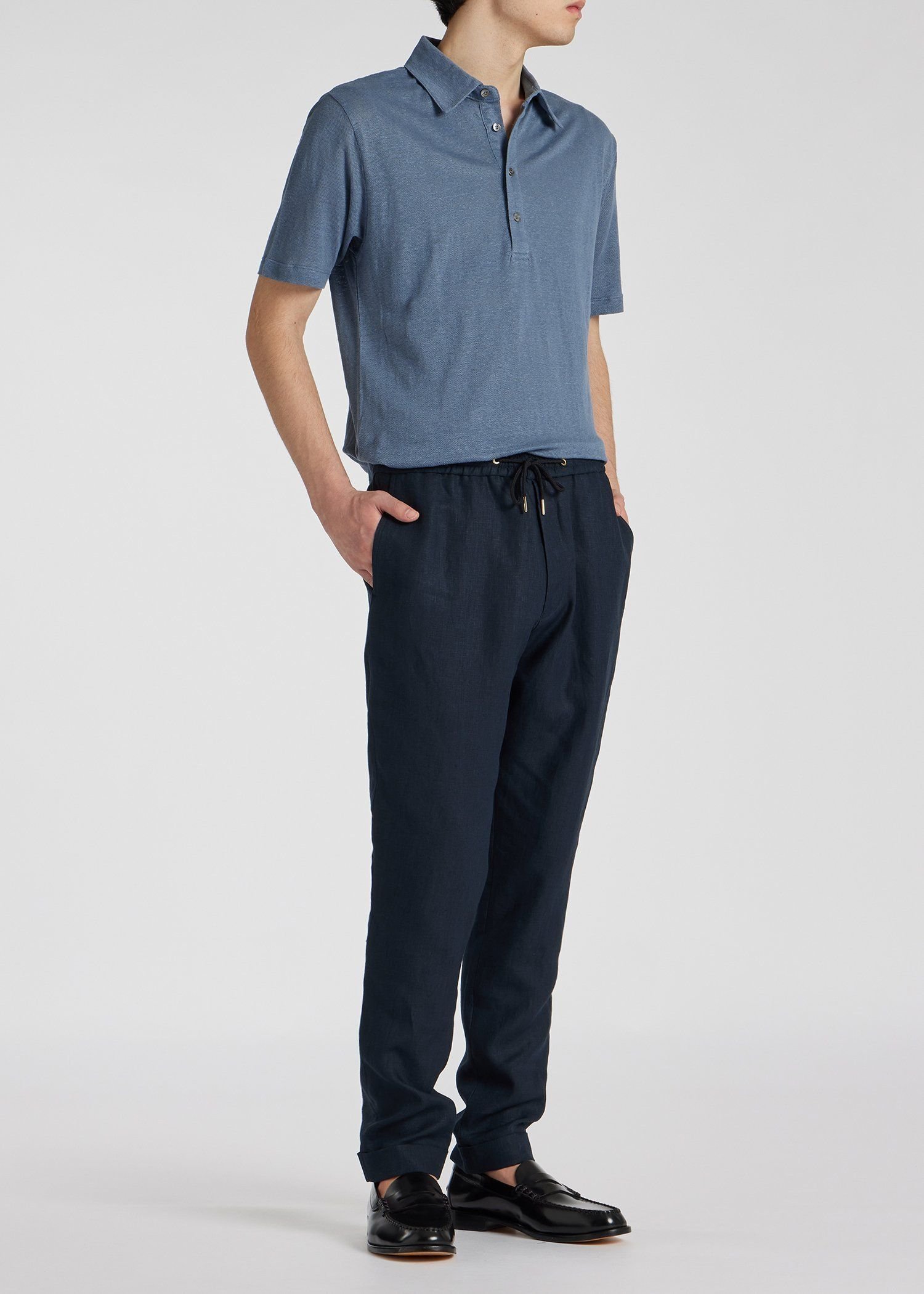 【SALE／30%OFF】Paul Smith カラーリネン ポロシャツ ポール・スミス トップス カットソー・Tシャツ ベージュ ネイビー【送料無料】