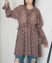 RETRO GIRL 花柄シフォンチュニックOP レトロガール ワンピース・ドレス チュニック ブラウン ブラック