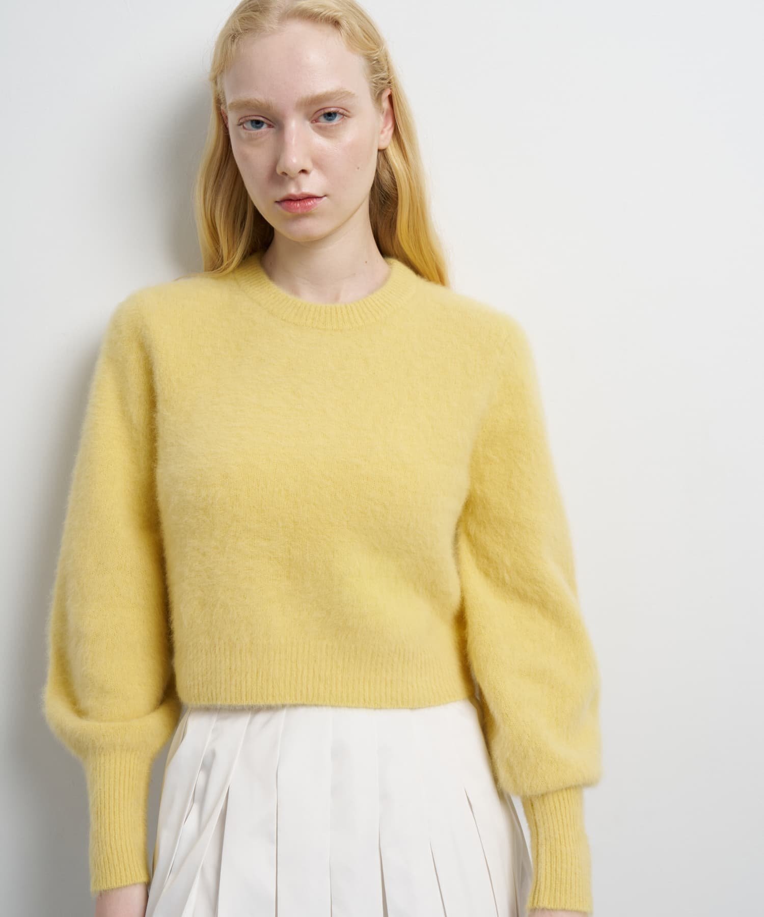 LANVIN en Bleu フォックスカシミヤパフスリーブニット ランバンオンブルー トップス ニット ホワイト グレー ワインレッド イエロー【送料無料】