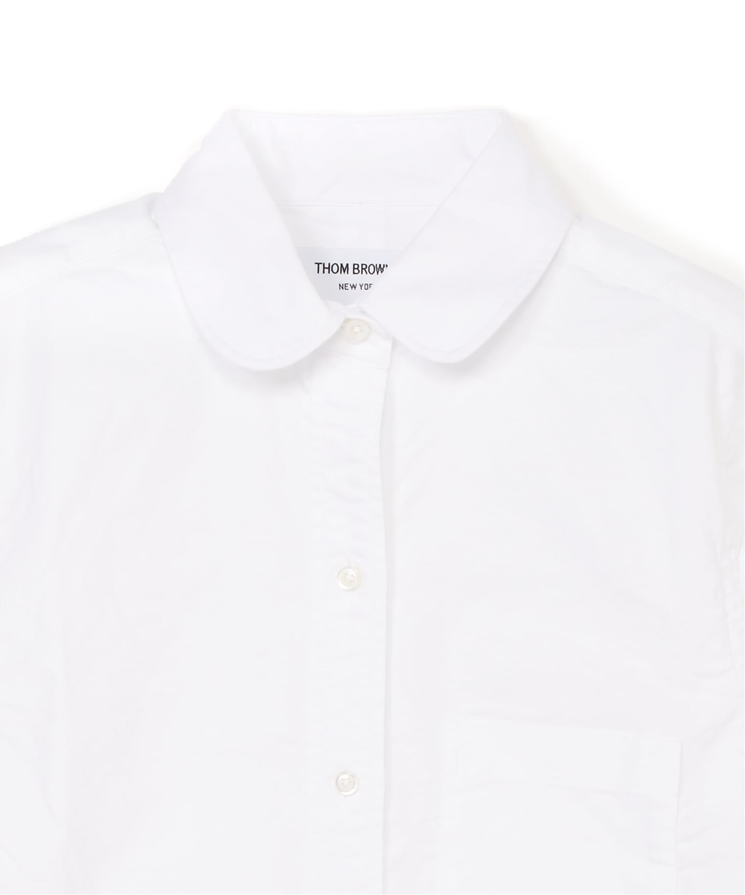 THOM BROWNE CLASSIC CROPPED ROUND COLLAR SHIRT トムブラウン トップス シャツ・ブラウス ホワイト【送料無料】
