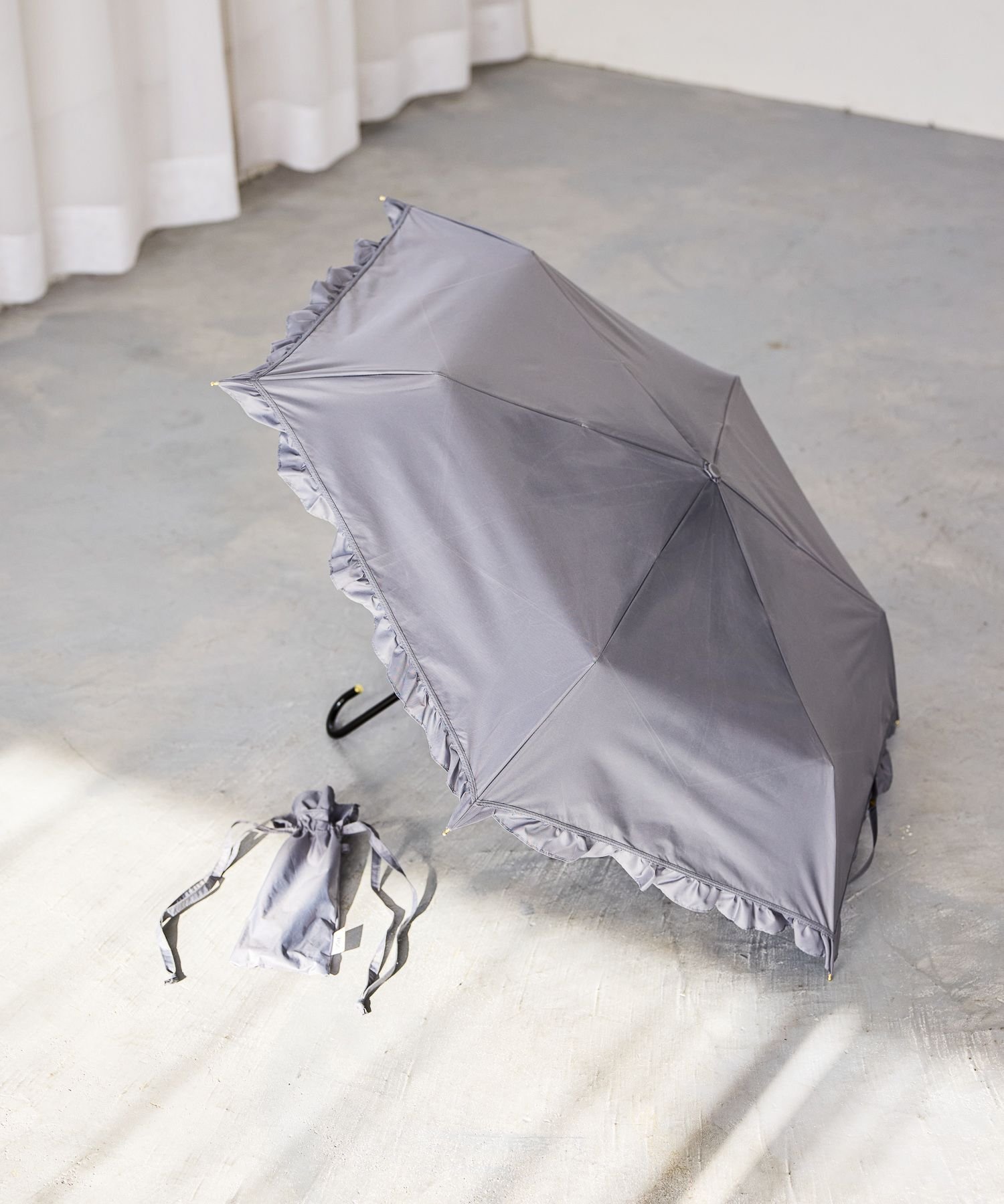 【SALE／30%OFF】mysty woman 【晴雨兼用日傘】遮光クラシックフリルmini ミスティウーマン ファッション雑貨 折りたたみ傘 ブラック ホワイト ベージュ グレー