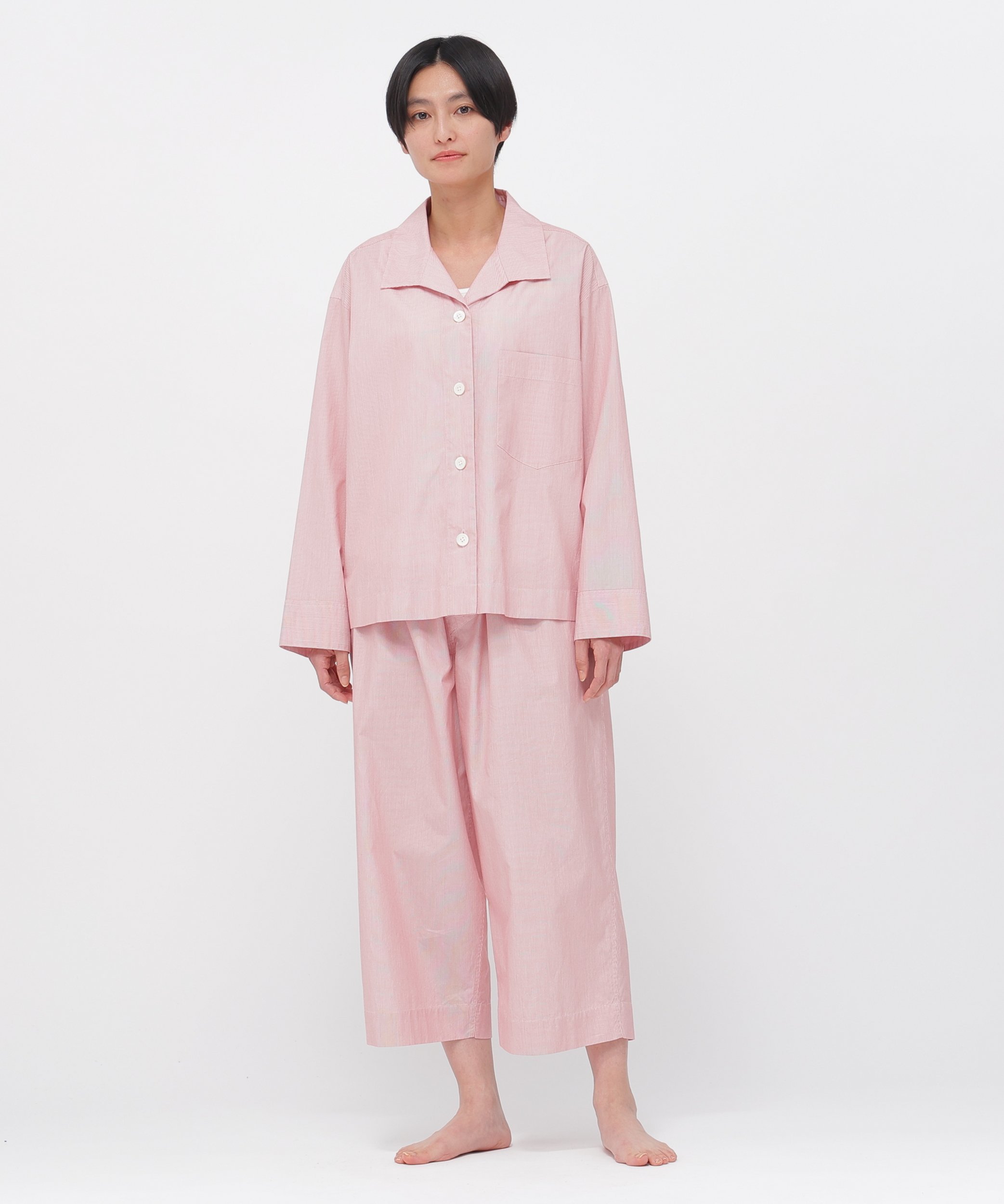 MARGARET HOWELL HAIRLINE STRIPE COTTON SHIRT マーガレット・ハウエル トップス シャツ・ブラウス レッド【送料無料】