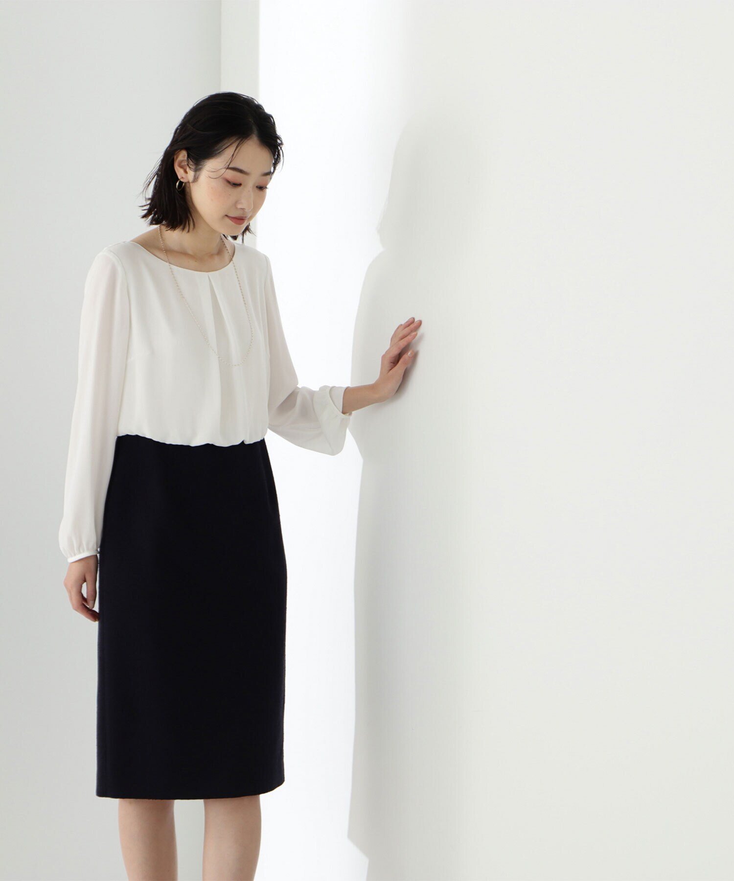 NATURAL BEAUTY BASIC ＜ツイードセットアップシリーズ＞ワンピース ナチュラルビューティベーシック ワンピース・ドレス その他のワンピース・ドレス ベージュ ネイビー【送料無料】のサムネイル