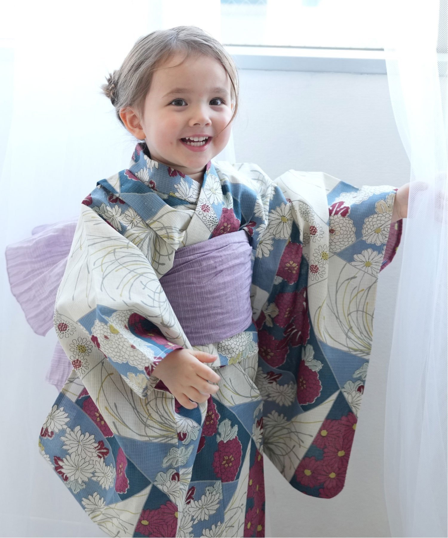 ひよこ商店 キッズ浴衣 兵児帯 下駄3点セット 子供服 キッズ 女の子 浴衣 和服 夏祭り ウタタネ 着物・浴衣・和装小物 浴衣 ベージュ【送料無料】