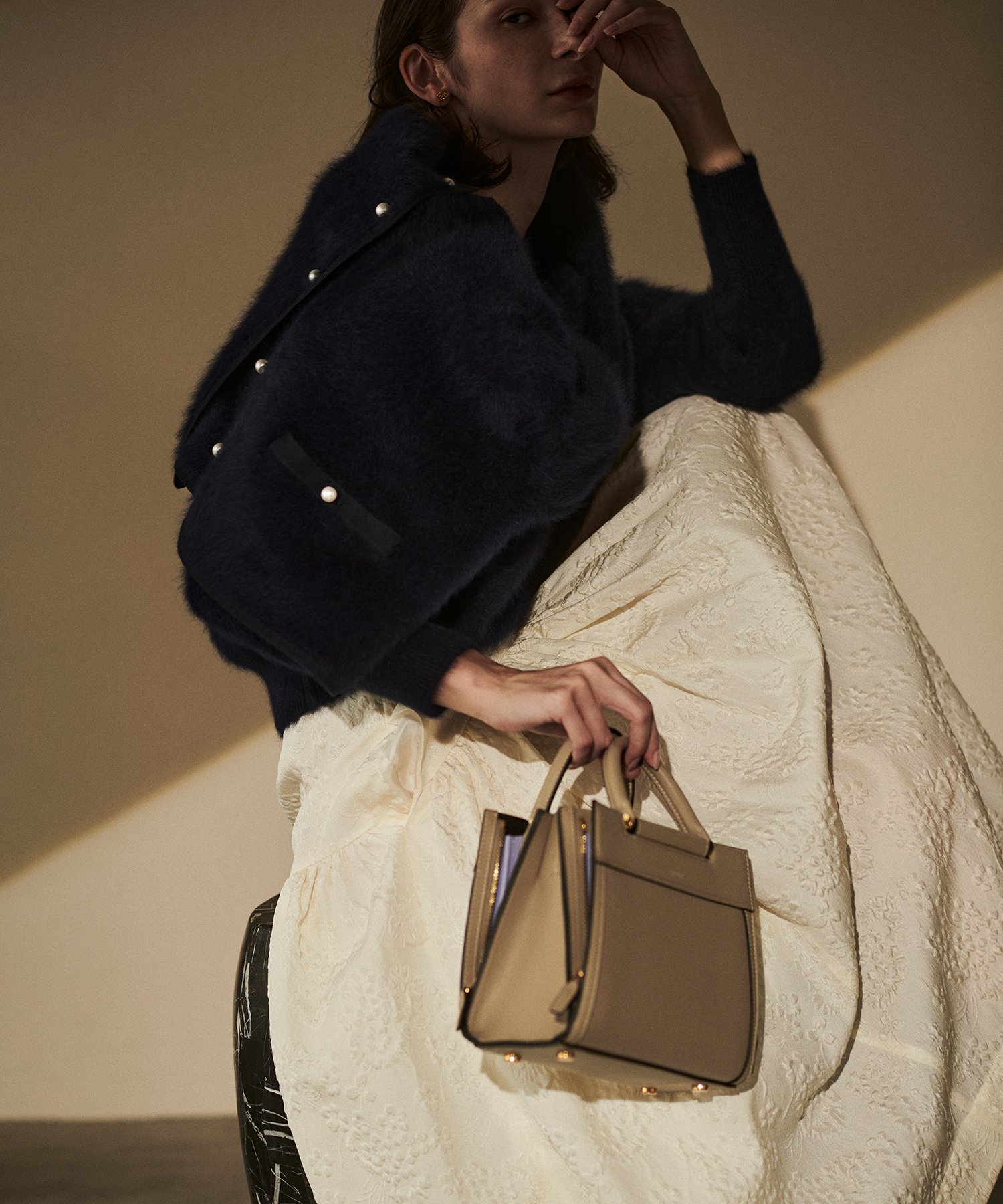 【SALE／50%OFF】ROPE' 【E'POR】W BAG Mini 【メディア掲載】 ロペ バッグ ハンドバッグ パープル ベージュ【送料無料】のサムネイル