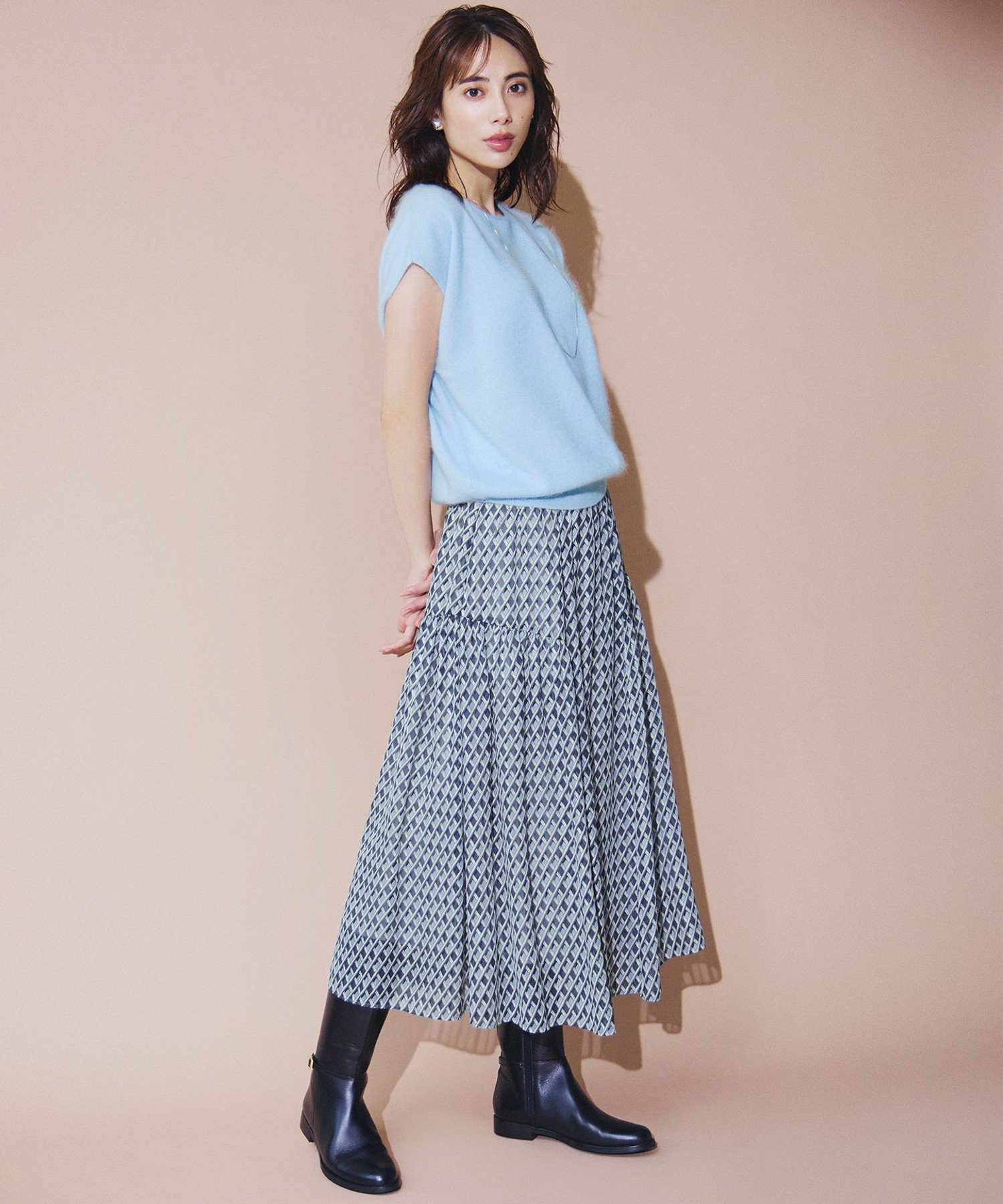 23区 L 【Oggi10月号掲載/洗える】カシミヤミックスファー ニット ニジュウサンク トップス ニット ブラウン ブルー