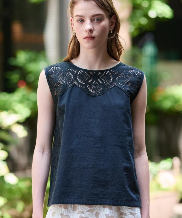 【SALE／37%OFF】DRESSTERIOR 【コットン100%/洗える】パネルレースブラウス ドレステリア トップス シ..