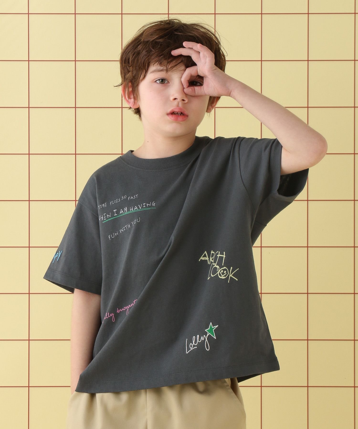 【SALE／60%OFF】LEPSIM 【KIDS】カラフル手描きロゴT レプシィム トップス カットソー・Tシャツ グレー ホワイト ブラウンのサムネイル
