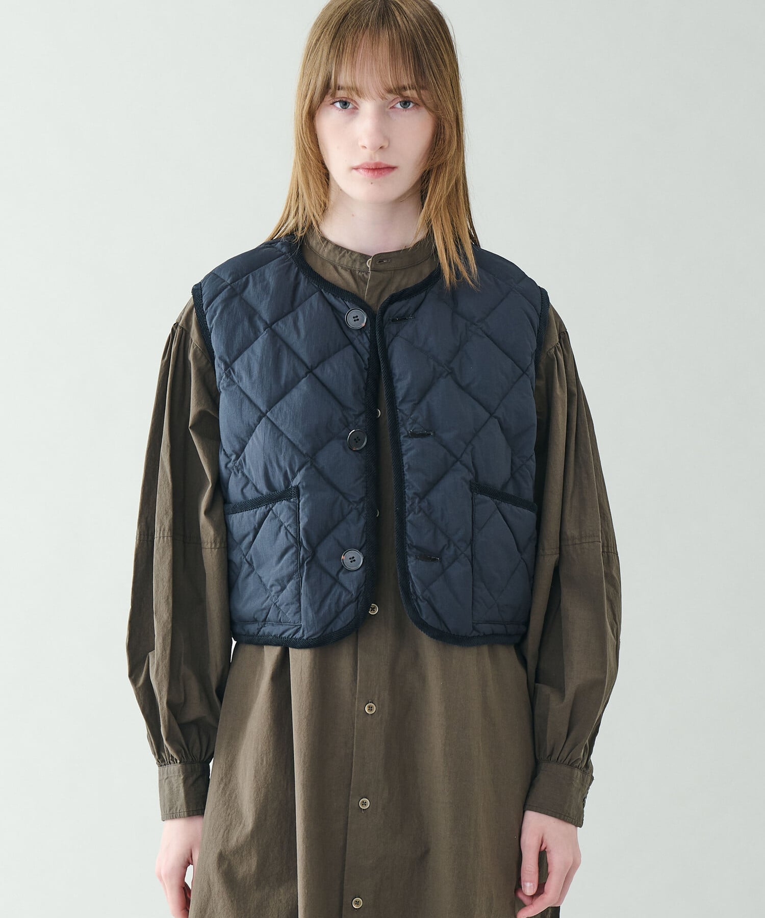 Bshop Gymphlex ｜ ナイロンタフタ キルトダウンショートベスト SOLID WOMEN ビショップ ジャケット・..