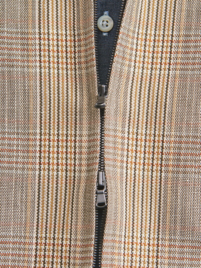 Cotton Linen Plaid Blouson 1125-299-7164: Beige