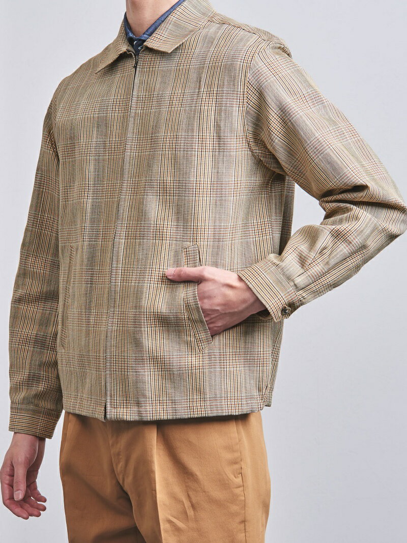 Cotton Linen Plaid Blouson 1125-299-7164: Beige