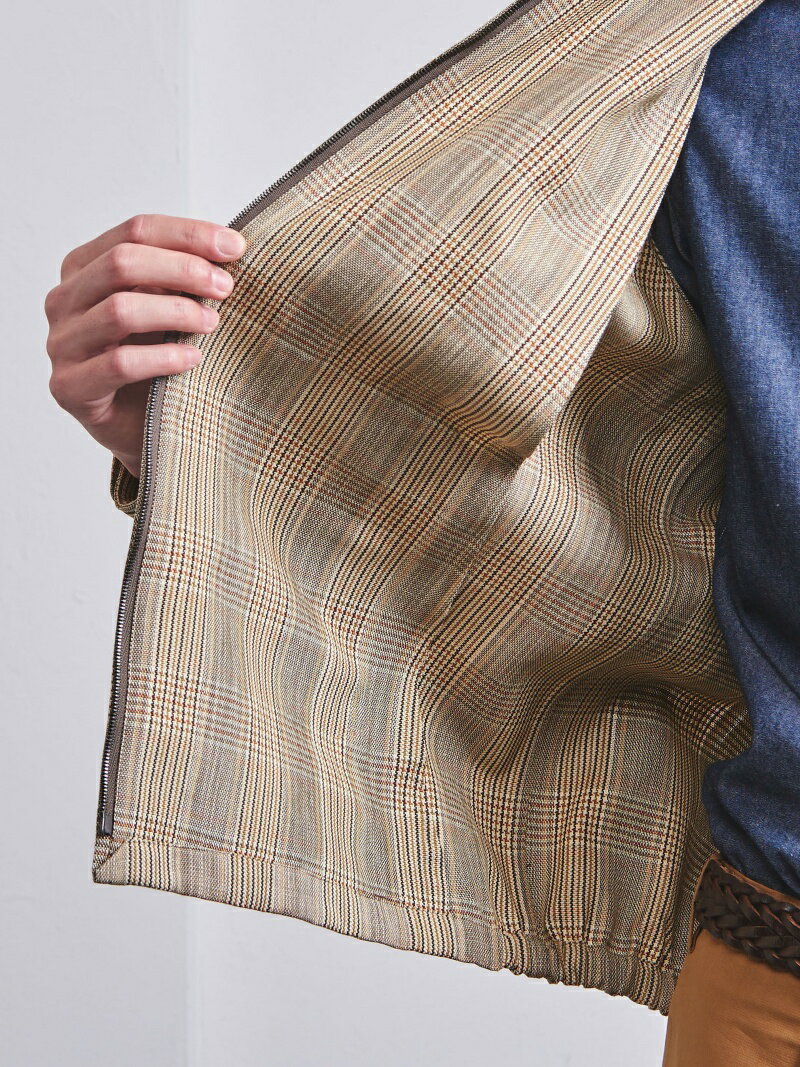 Cotton Linen Plaid Blouson 1125-299-7164: Beige