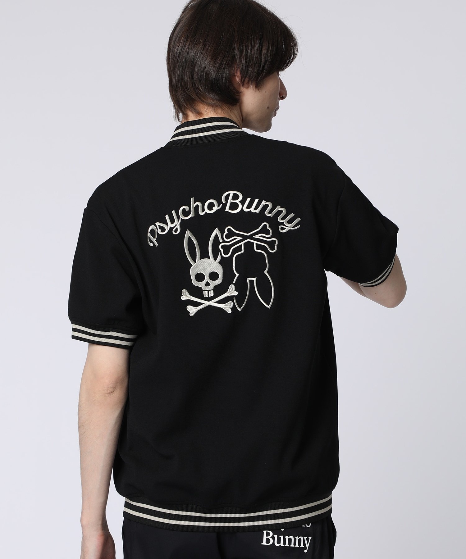 Psycho Bunny BUNNYグラフィック 半袖バーシティジャケット サイコバニー ジャケット・アウター その他のジャケット・アウター ベージュ ブラック【送料無料】