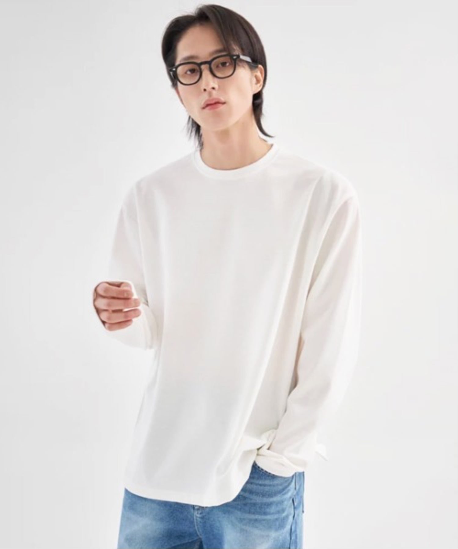 NOWLE NOWLE/(M)【NOWLE】サイドスリット ルーズシルエット ロングスリーブ ロンT チェルカ トップス カットソー・Tシャツ ホワイト ブラック