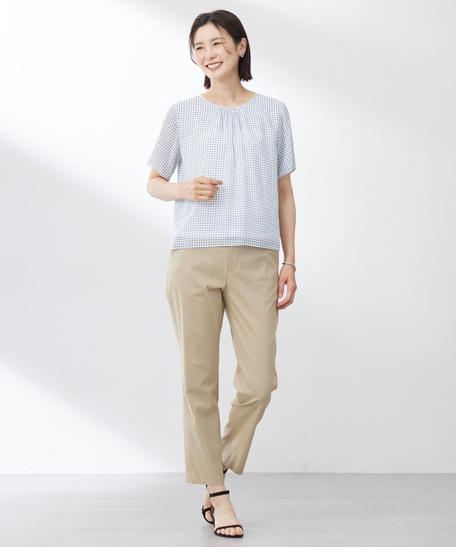 J.PRESS 【洗える】スクエアープリント カットソー ジェイプレス トップス カットソー・Tシャツ ブルー ブラウン