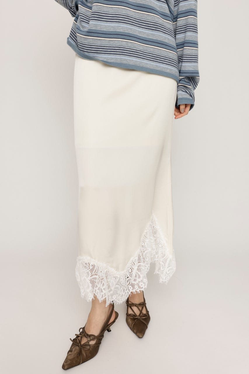 SLY LACE SATIN ロングスカート スライ スカート ロング・マキシスカート ブラック【送料無料】のサムネイル