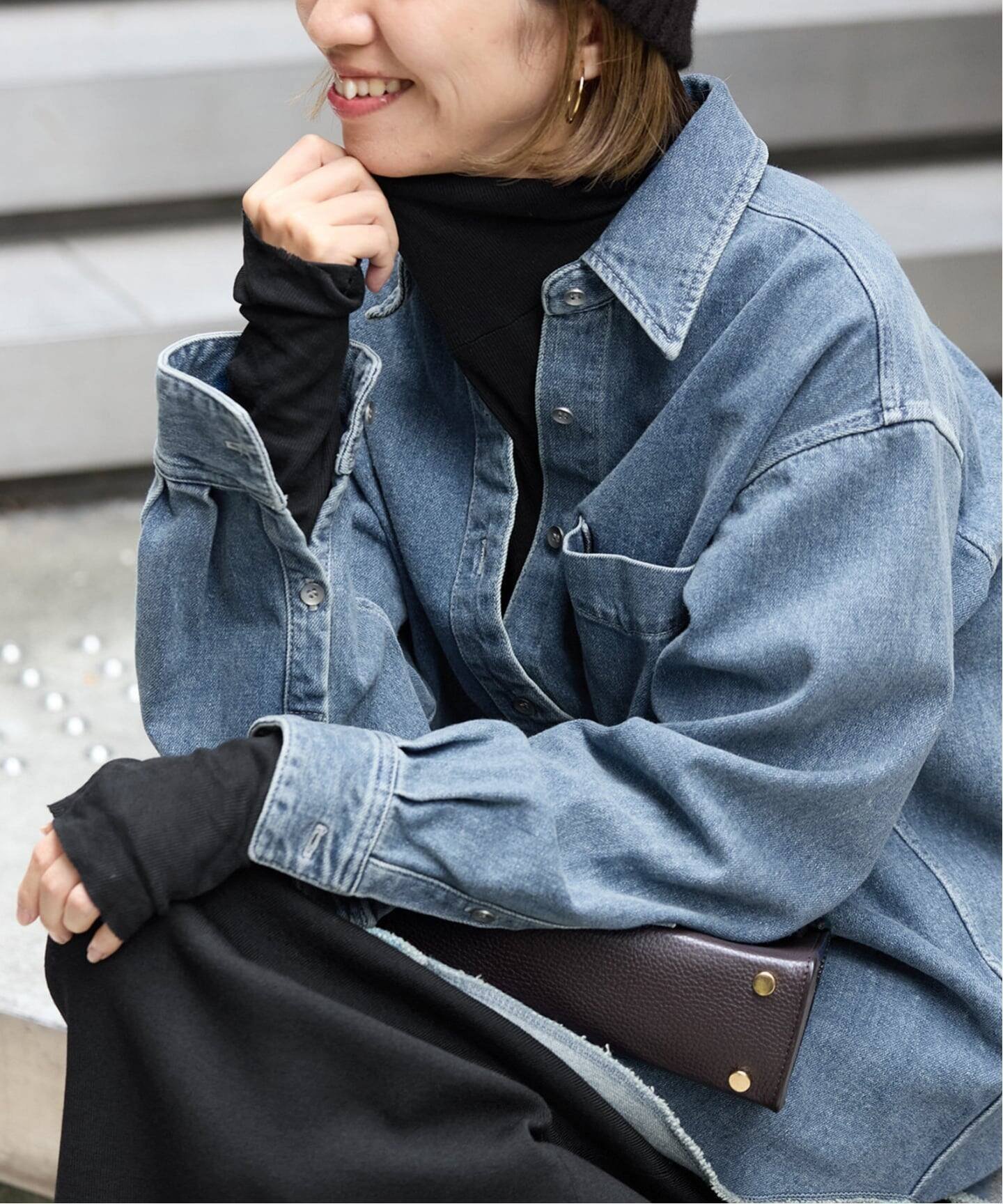 FRAMeWORK コットンシルクMixタートルネック フレームワーク トップス カットソー・Tシャツ ブラック ..