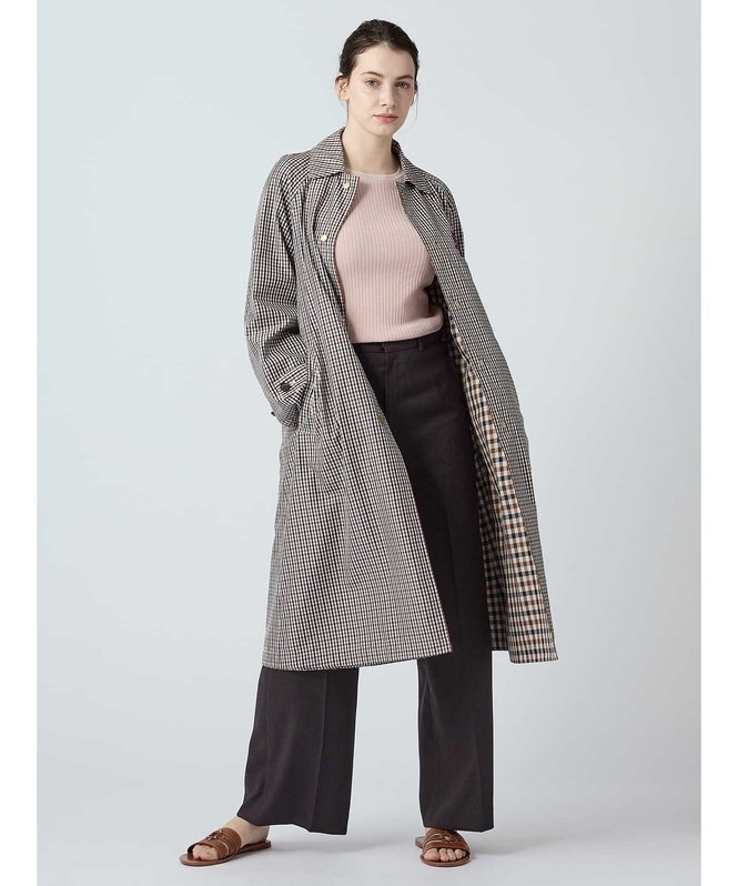 WOMEN ＜175th Limited＞ リバークラブチェックステンカラーコート アクアスキュータム ジャケット・アウター その他のジャケット・アウター ネイビー