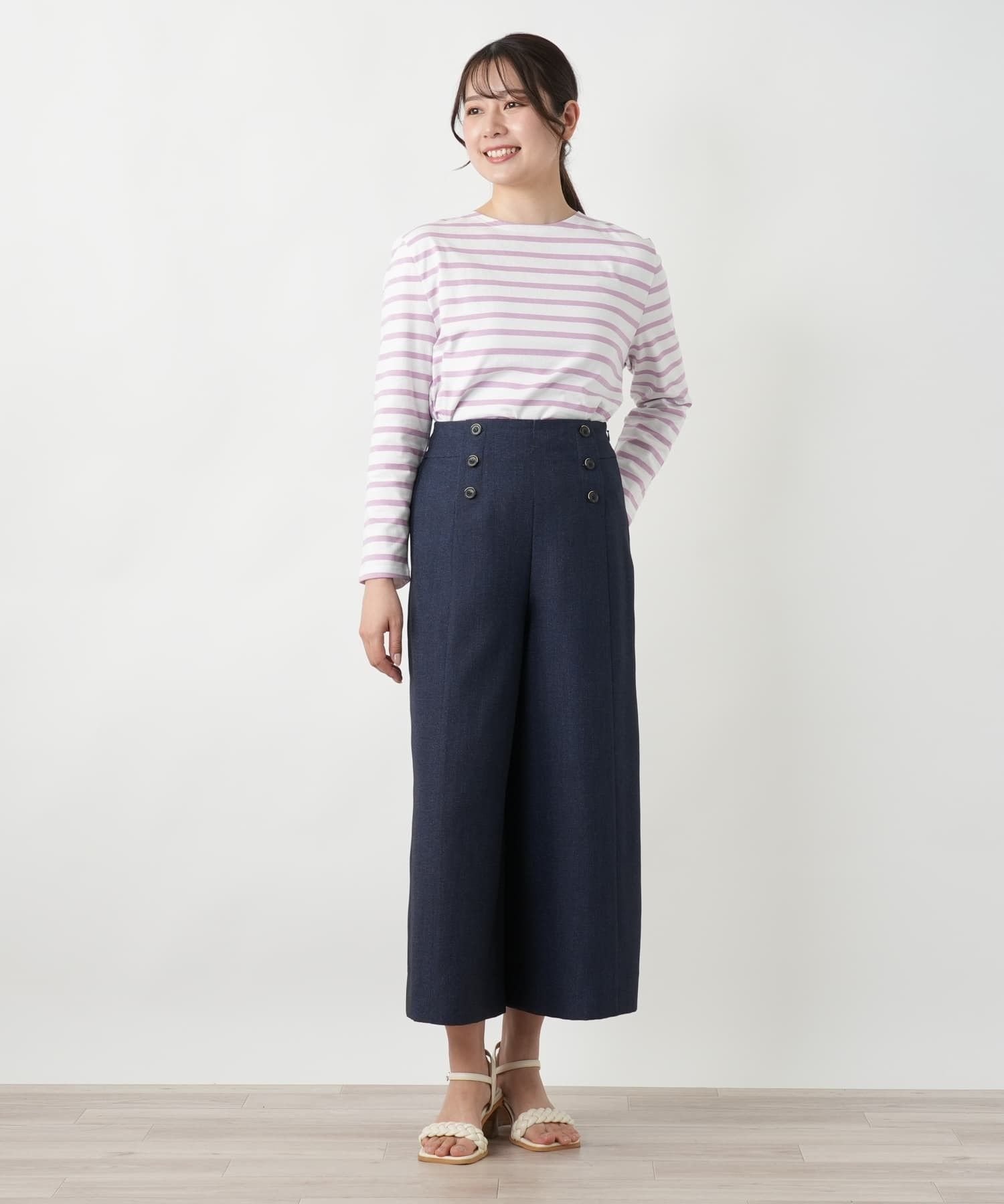 Leilian フレアパンツ レリアン パンツ その他のパンツ ネイビー ブルー