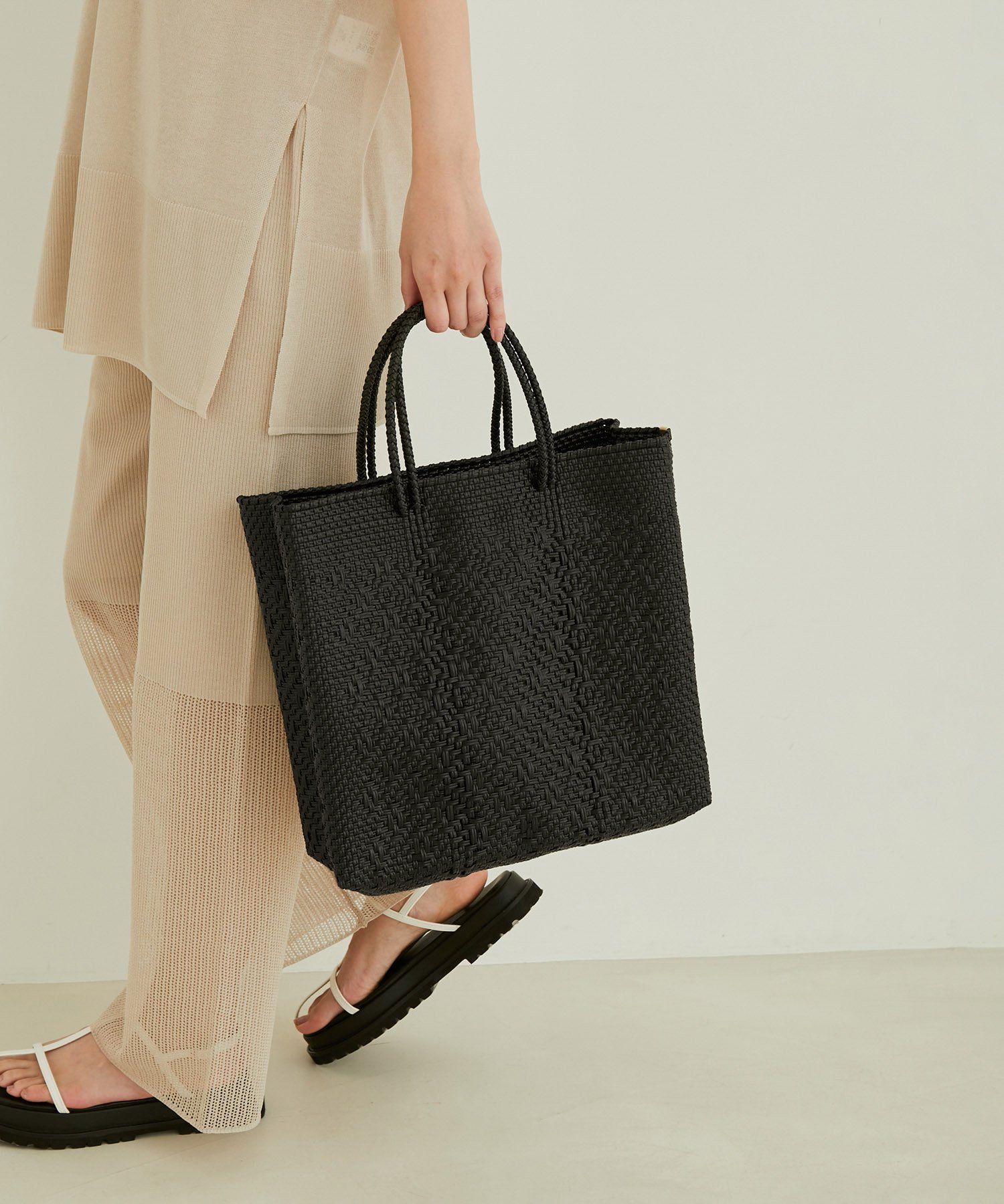 SALON adam et rope' 【Letra(レトラ)】MERCAD BAG ROMBO M サロン アダム エ ロペ バッグ かごバッグ ブラック ブラウン カーキ オレンジ ゴールド【送料無料】のサムネイル