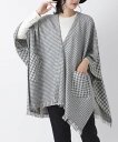 【SALE／50 OFF】HIROKO BIS 千鳥ドッキングストールカーディガン ヒロコ ビス トップス カーディガン グレー イエロー【送料無料】