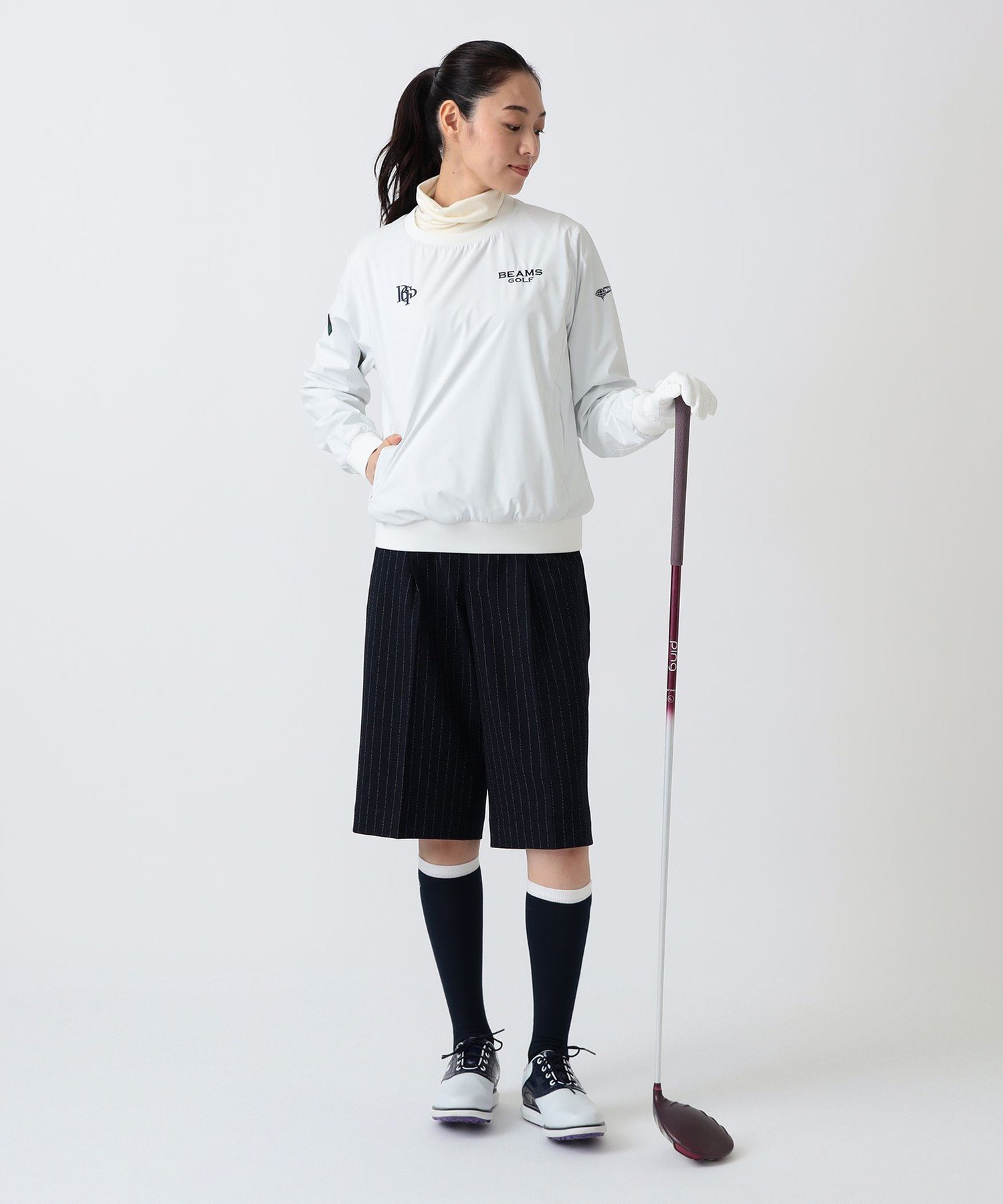 BEAMS GOLF PURPLE LABEL ＜WOMEN＞ PURPLE LABEL / スフィダンテ 撥水 ピステ ビームス ゴルフ ジャケット・アウター ブルゾン・ジャンパー ホワイト ネイビー【送料無料】