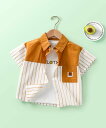 【SALE/10%OFF】aimoha KIDS 【aimoha-KIDS-】ストライプ切り替えデザインキッズシャツ アイモハ トップス シャツ・ブラウス グリ...