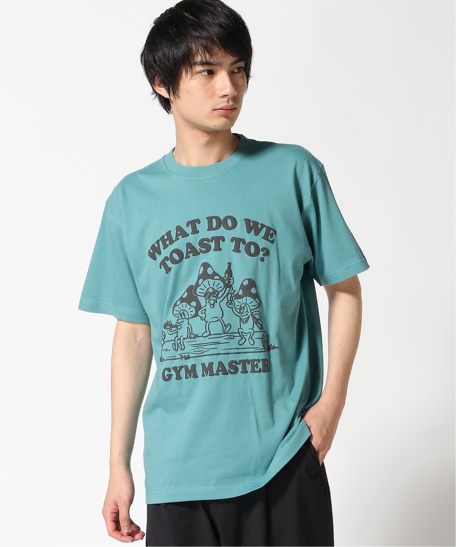 gym master gym master/(U)5.6oz きのこ Tee ジムマスター トップス カットソー・Tシャツ ネイビー イエロー グリーン ホワイト グレー