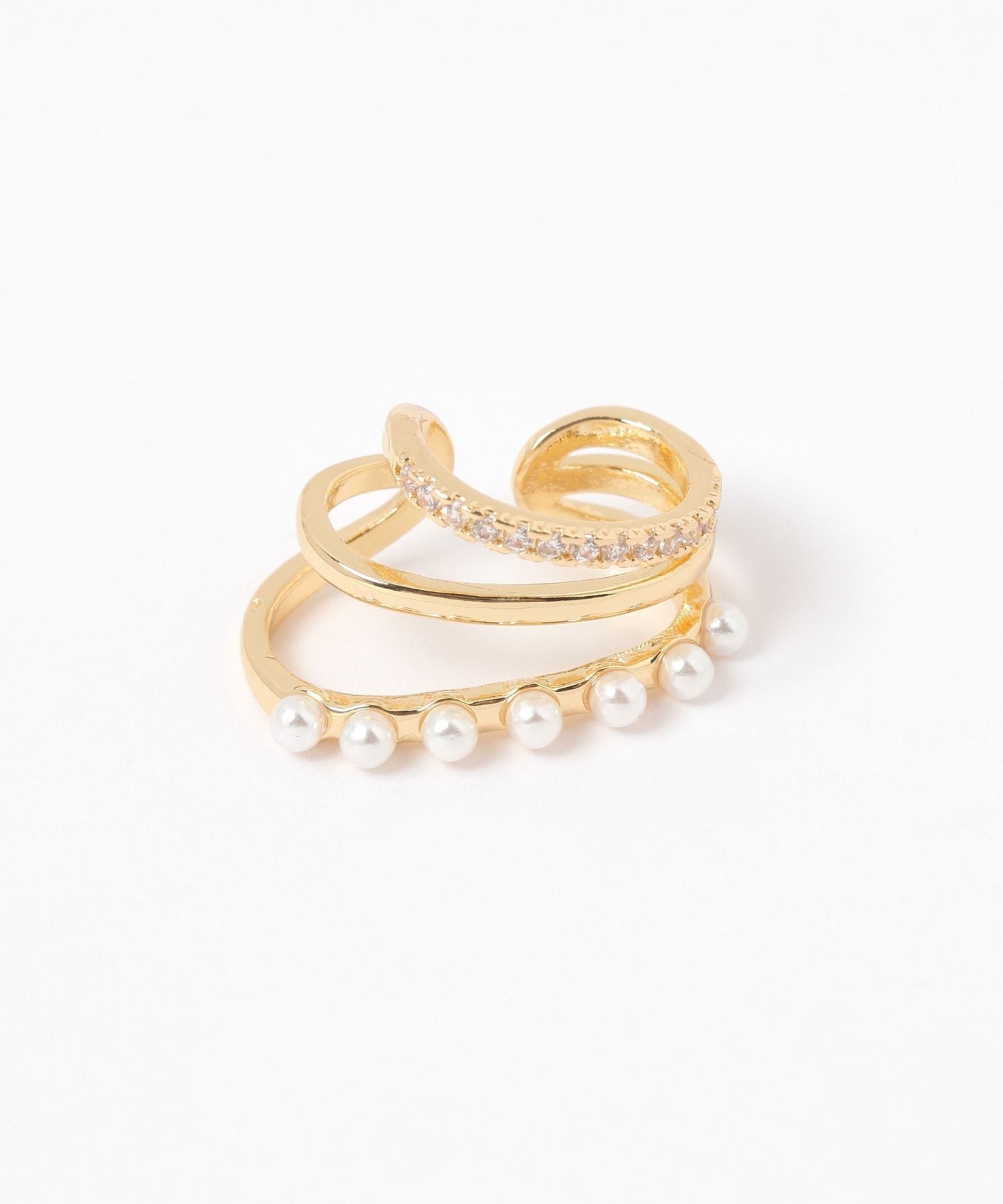 LAKOLE ラインパールイヤーカフ ラコレ アクセサリー・腕時計 イヤリング・イヤーカフ シルバー ゴールド