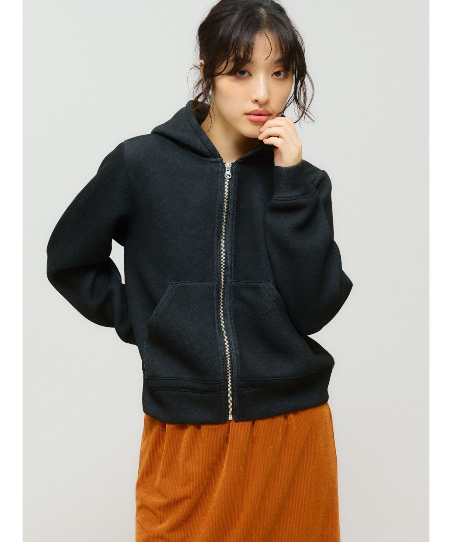 MIDIUMISOLID MIDIUMISOLID for Ladies シアーダブルニットジップパーカー マーコート トップス カットソー・Tシャツ グレー ...