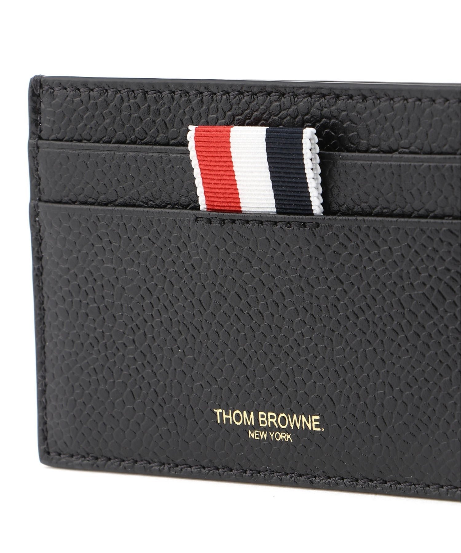 THOM BROWNE SINGLE CARD HOLDER IN PEBBLE GRAIN LEATHER トムブラウン 財布・ポーチ・ケース 名刺入れ・カードケース ブラック【送料無料】