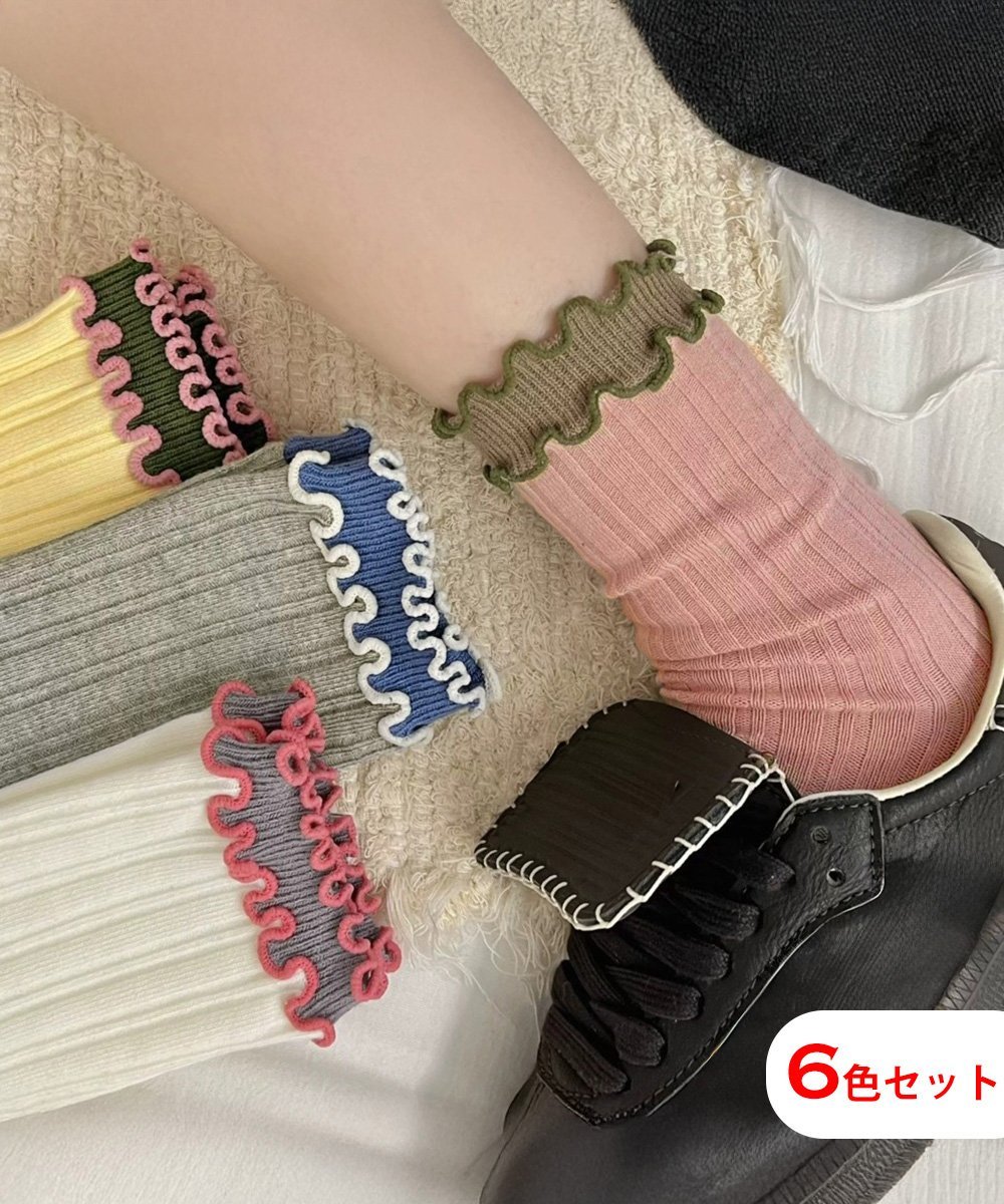 【SALE／36%OFF】miniministore ダブルフリルソックス6足組 リブソックス ミニミニ...