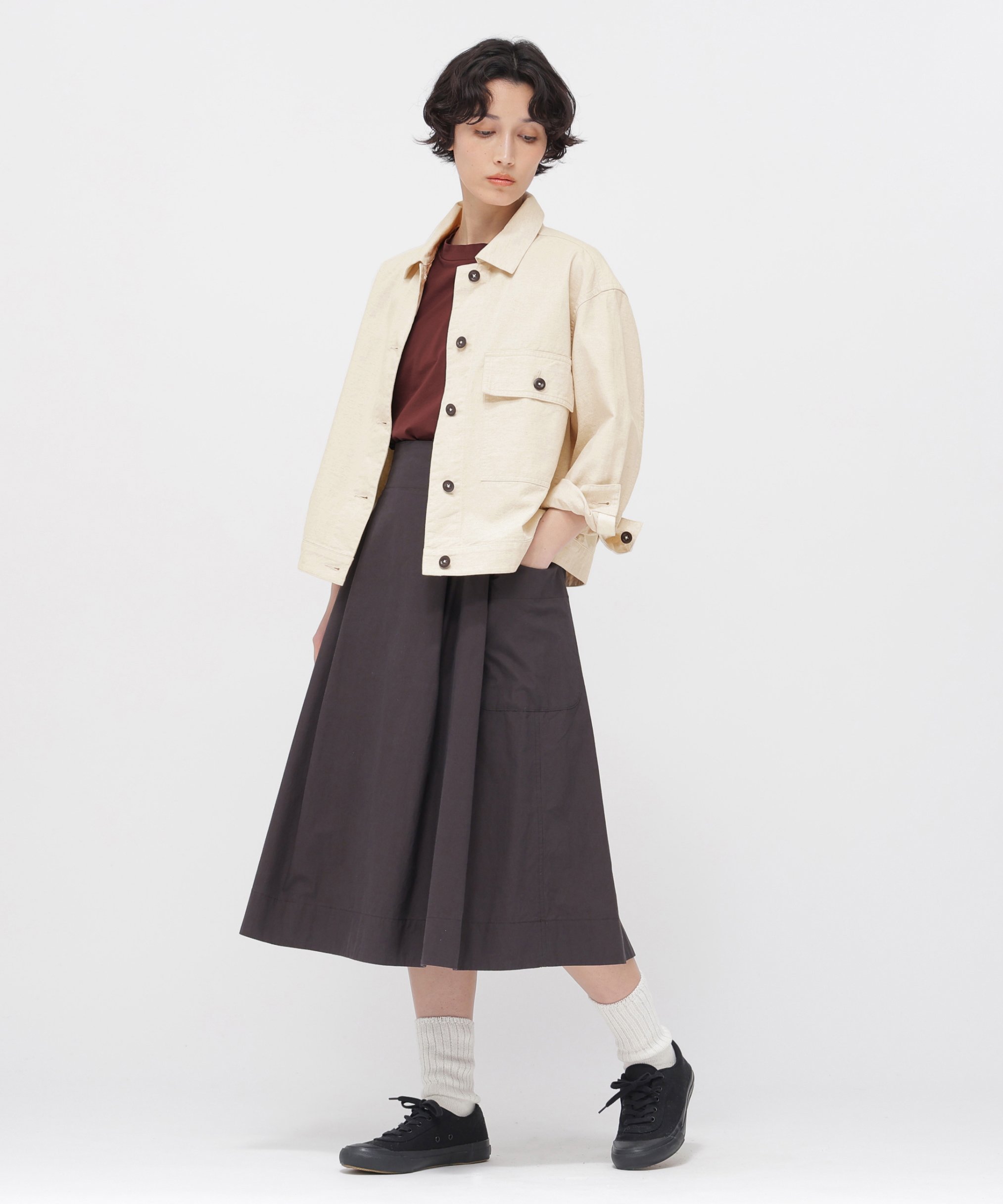 MHL. BELGIAN LINEN COTTON PLAINWEAVE BLOUSON マーガレット・ハウエル ジャケット・アウター ブルゾン・ジャンパー ホワイト カーキグリーン